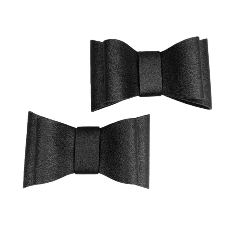 Douqu 1 Pair Simple Elegant Woman Ladies Black PU Bow Shoe Clips Decoration Removable Shoe Buckle - Image 1